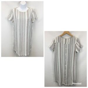Cloth & Stone Striped Linen Blend Button Back Shirt Dress.